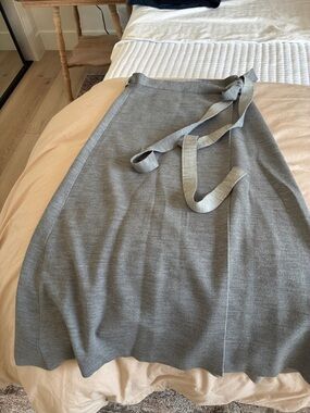 J. Crew Gray Knit Wrap Midi Skirt with Tie Waist